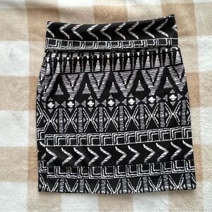 Kirra Black and White Tribal Mini Skirt pencil skirt